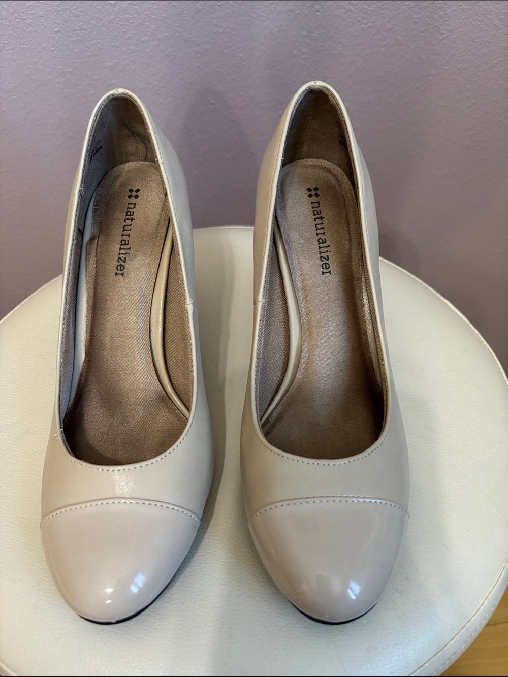 Naturalizer Women's Nude Beige Cream Cap-Toe Pumps